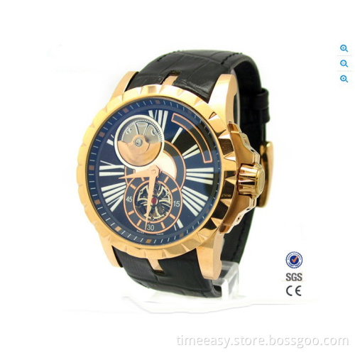 2014 Genuine Leather Strap Watch with High Quality Stainless Steel Case, Japenese Movement Watches with Factory Price